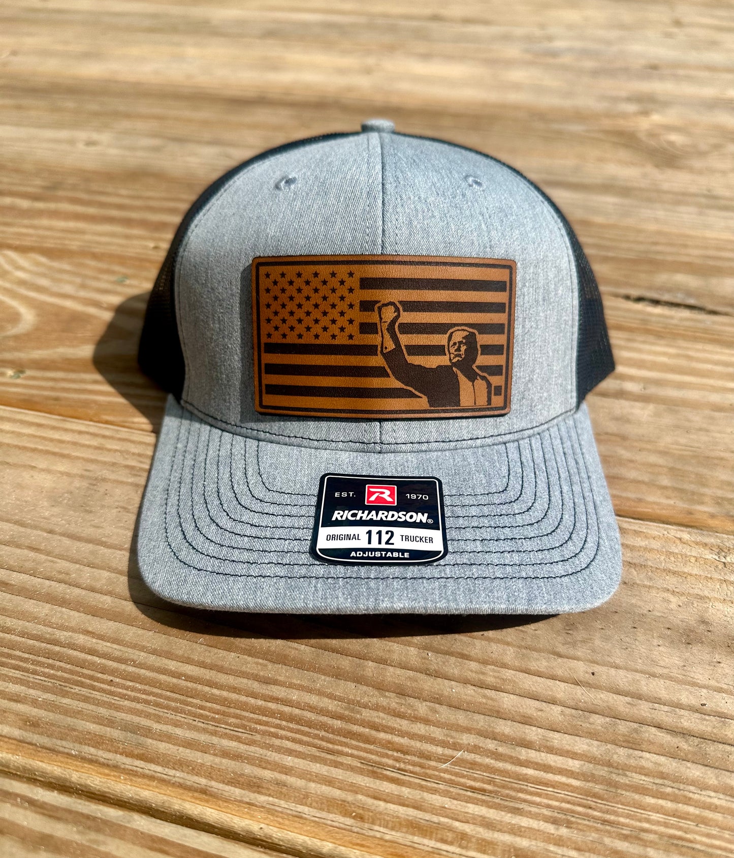 Trump American Flag Leather Patch Hat